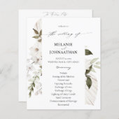 Budget White Boho Floral Wedding Programme (Voorkant / Achterkant)