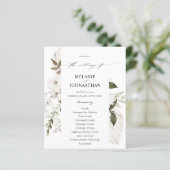 Budget White Boho Floral Wedding Programme (Staand voorkant)