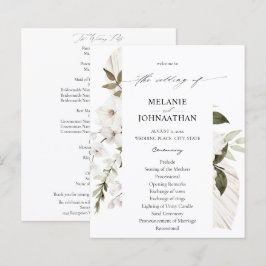 Budget White Boho Floral Wedding Programme
