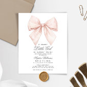 Budget White Bow Baby shower Uitnodiging