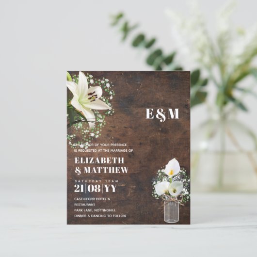 BUDGET White Calla Lily Rustic Gypsophila Wedding (Staand voorkant)