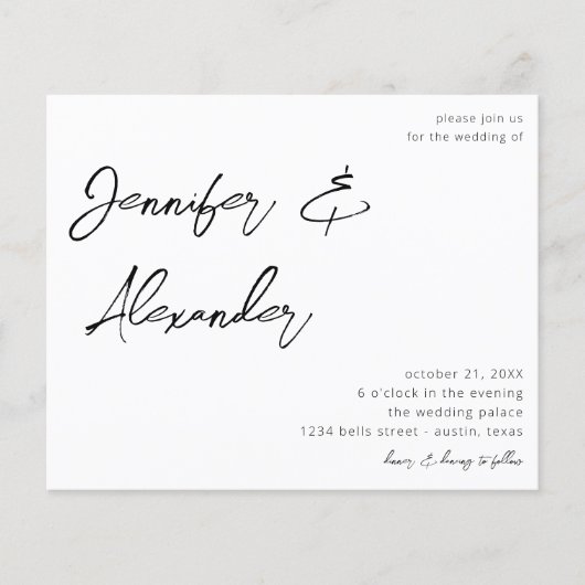 Budget White Calligraphy Photo Wedding V2 (Voorkant)