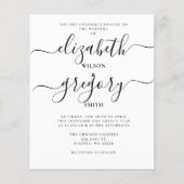 Budget White Calligraphy Wedding Invitation (Voorkant)