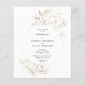 Budget White Elegant Hand Drawn Botanical Wedding Flyer (Voorkant)