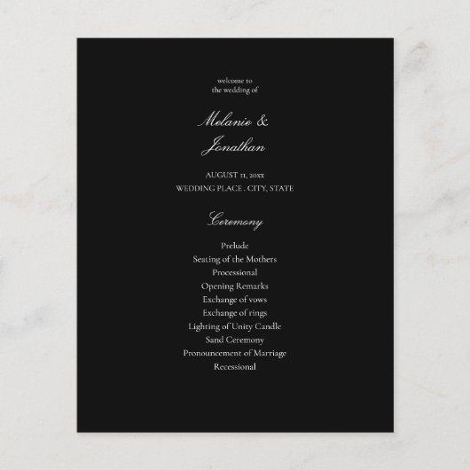 Budget White Elegant Wedding Ceremony - Black Flyer (Voorkant)