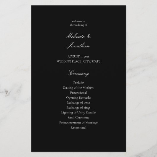 Budget White Elegant Wedding Ceremony - Black MED Flyer (Voorkant)