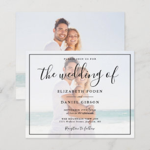 Budget White en Black Photo Weduwen Uitnodiging