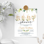 Budget White en Gold Eucalyptus Baby shower Uitnod