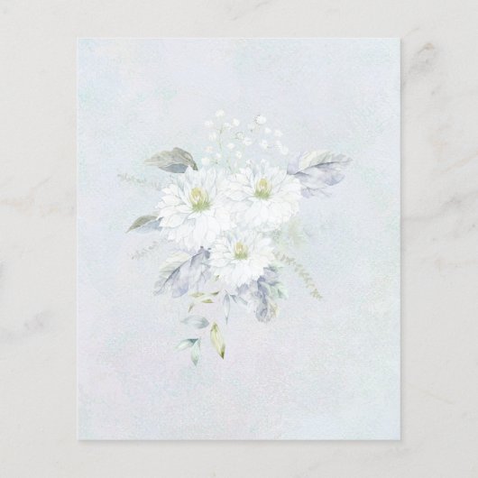 Budget White Floral Blue Wedding Uitnodiging (Achterkant)