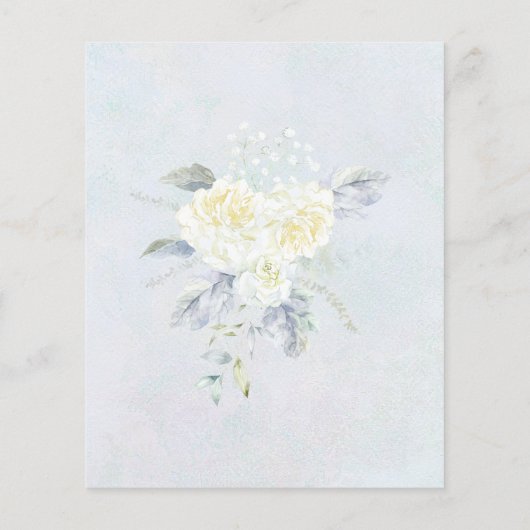 Budget White Floral Blue Wedding Uitnodiging (Achterkant)