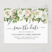Budget White Floral Fall Wedding Save the Date (Voorkant)
