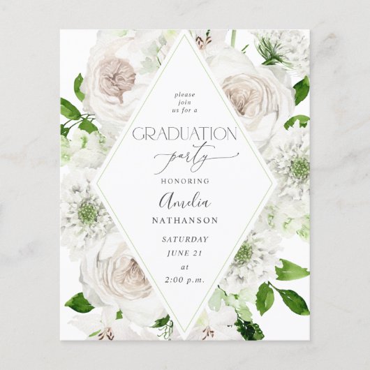 Budget White Floral Gradual Party Flyer (Voorkant)
