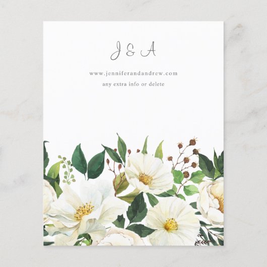Budget White Floral & Greenery 1 Wedding Flyer (Achterkant)