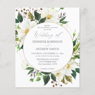 Budget White Floral & Greenery 1 Wedding Flyer