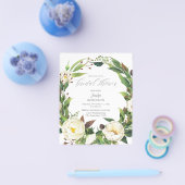 Budget White Floral & Greenery Vrijgezellenfeest Flyer (Enkel)