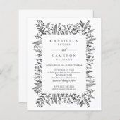 Budget White Floral Line Art Wedding All-in-One (Voorkant / Achterkant)