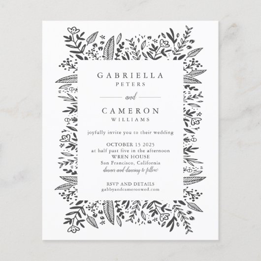 Budget White Floral Line Art Wedding All-in-One (Voorkant)