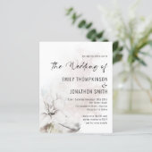 Budget White Floral Waterverf QR Wedding Invite (Staand voorkant)