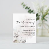 Budget White Floral Waterverf Wedding Invite (Staand voorkant)
