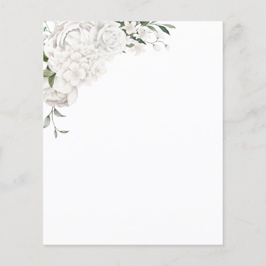 Budget White Floral Wedding Invitation (Achterkant)