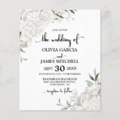 Budget White Floral Wedding Invitation (Voorkant)
