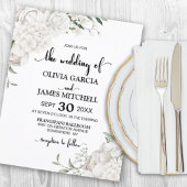 Budget White Floral Wedding Invitation