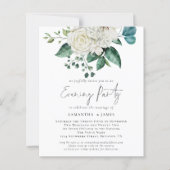 Budget White Florals QR Code Wedding Evening Party (Voorkant)