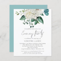 Budget White Florals QR Code Wedding Evening Party