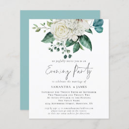 Budget White Florals QR Code Wedding Evening Party