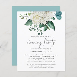 Budget White Florals QR Code Wedding Evening Party
