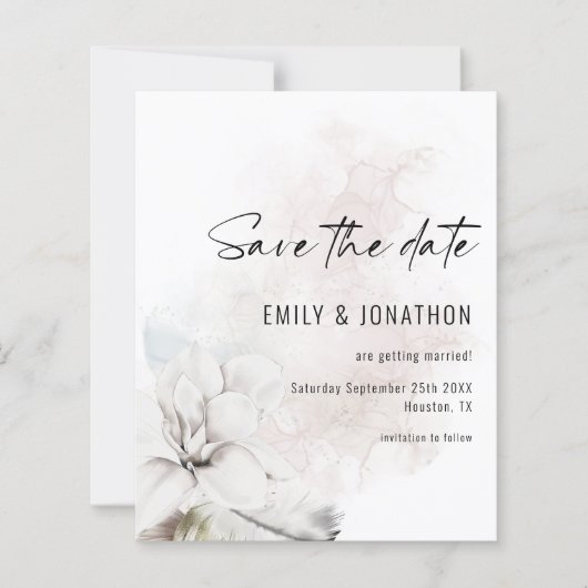 Budget White Florals QR Wedding Save the Date (Voorkant)