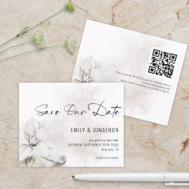 Budget White Florals Weddenschap QR Code Save Our 