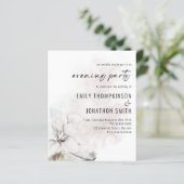 Budget White Florals Wedding Evening Party nodigt (Staand voorkant)