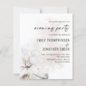 Budget White Florals Wedding Evening Party nodigt (Voorkant)