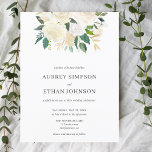 Budget White Flowers Boho Wedding Uitnodiging Briefkaart<br><div class="desc">De elegante trouwuitnodiging bevat een verzameling witte bloemen en groen. Alsjeblieft,  het is een uitnodiging BRIEFKAART,  het omvat geen enveloppen.</div>