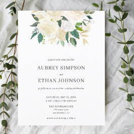 Budget White Flowers Boho Wedding Uitnodiging Briefkaart