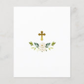 Budget White Flowers & Gold Baptism Invitation (Achterkant)