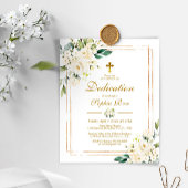 Budget White Flowers & Gold Dedication Invitation