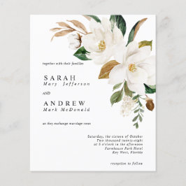 BUDGET White Flowers & Greenery Wedding Invitation