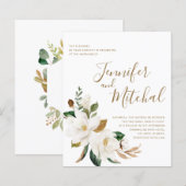 BUDGET White & Gold Floral Weddenschap (Voorkant / Achterkant)