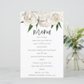 Budget White Gold Florals Script Weduwen Menu (Staand voorkant)
