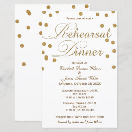 Budget White Gold Glitter Rehearsal Dinner Invite