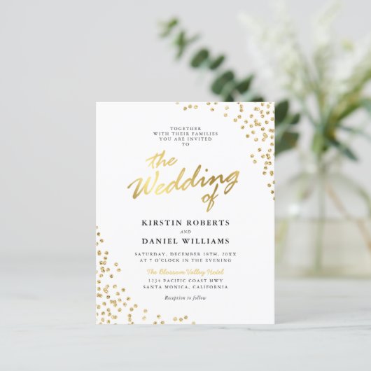Budget White Gold Glitter Weddenschap (Staand voorkant)