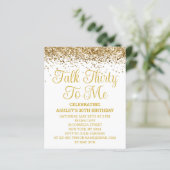 Budget White Gold Talk Thirty to Me Party Invite (Staand voorkant)
