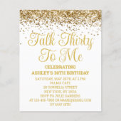 Budget White Gold Talk Thirty to Me Party Invite (Voorkant)