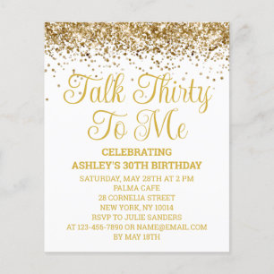Budget White Gold Talk Thirty to Me Party Invite
