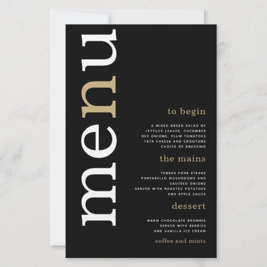 BUDGET White Gold Typography Black Weduwmenu (Voorkant)