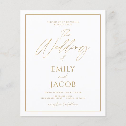 Budget White Gold Wedding Foto Modern (Voorkant)