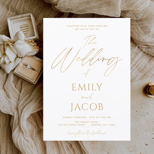 Budget White Gold Wedding Modern Typografie