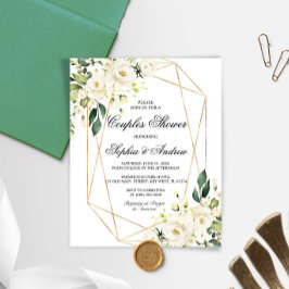 Budget White & Green Couples Shower Invitation